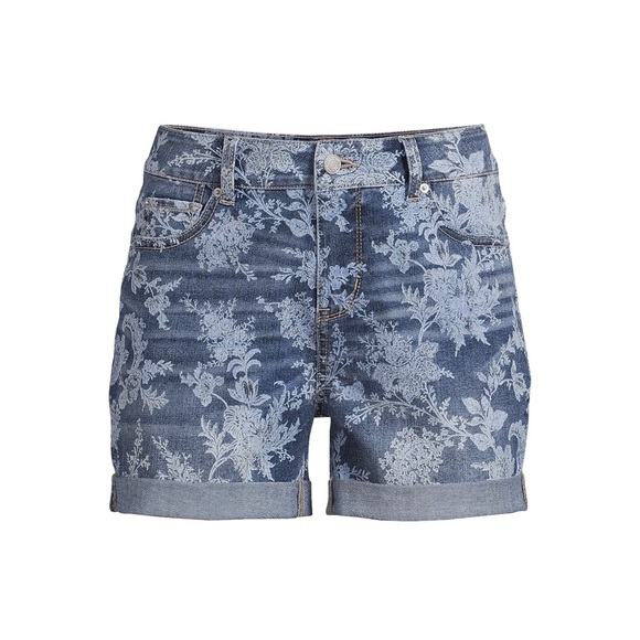 TIME and TRU Printed Denim Shorts With Pockets Size 14 Womens 5 Pockets New - Picture 2 of 11